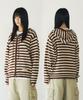 Felpa con cappuccio e zip a righe Slowacid [Marrone]