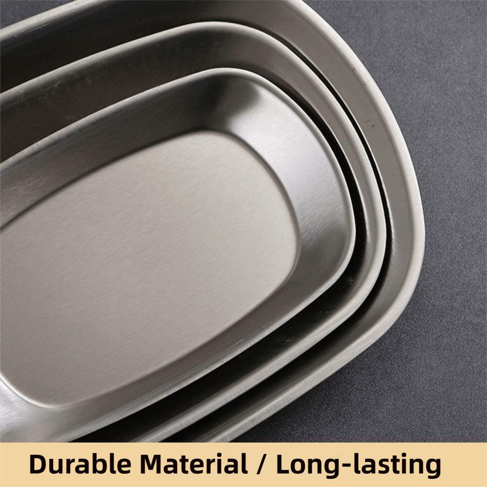 Stainless Steel Dessert Salad Plate Portable Food Serving Tray Picnic Dinner Plate Camping Use