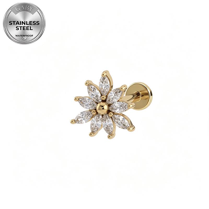 Euro Cross 316L Medical-Grade Stainless Steel Piercing Jewelry - Internal Thread Ear & Lip Stud
