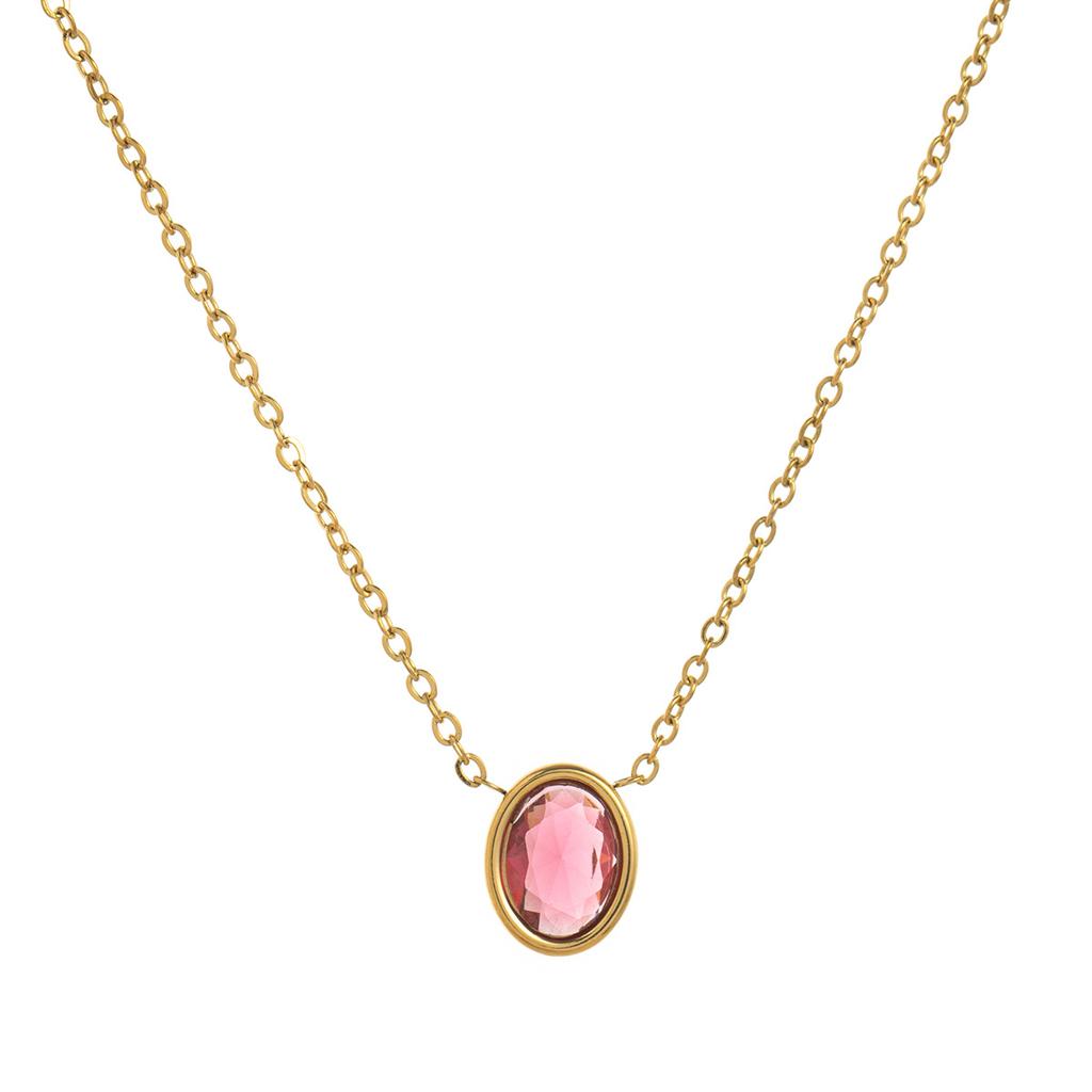 Titanium Steel 12 Birthstone Birthstone Zircon Retro Literary Necklace Clavicle Chain High Color Retention Plated 18K Gold Necklace