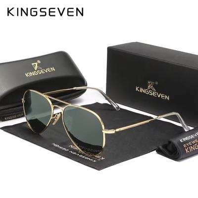 KINGSEVEN Pilot Alloy Sunglasses Men Polarized UV400 Anti-reflection Full Frame Glasses Women Retro Luxury Eyewear