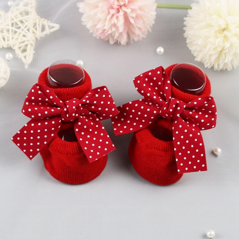 Cotton Red Newborn Baby Girl Socks Socks Headband Set Infant Anti Slip Socks Toddler Floor Socks