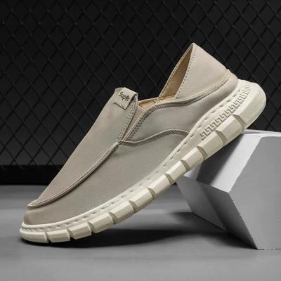 Spring and Autumn New Flat Casual Simple Work Shoes Breathable Solid Color Men's Shoes