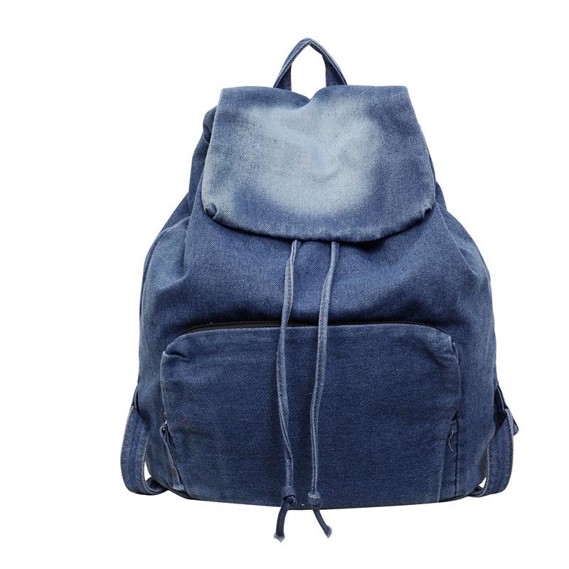 Schoolbag retro denim backpack women's new large-capacity college style backpack student schoolbag simple personalized schoolbag