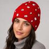 Solid Color Beanie Hat Punk-style Rhinestone-adorned Hat Fashionable Pullover Knit Cap  Winter