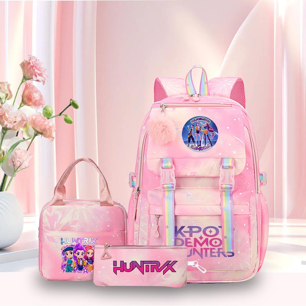 K-Pop Witch Hunters Cartoon Printed Student Pencil Bag Lunch Bag Three-Piece Backpack