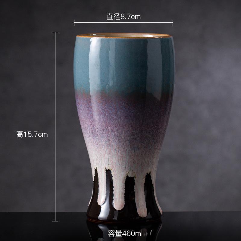 Creative Gift Handmade Ceramic Beer Mug Kiln Change Glaze Stein for Craft Beer Home Bar Unique Drinking Glass 450ml