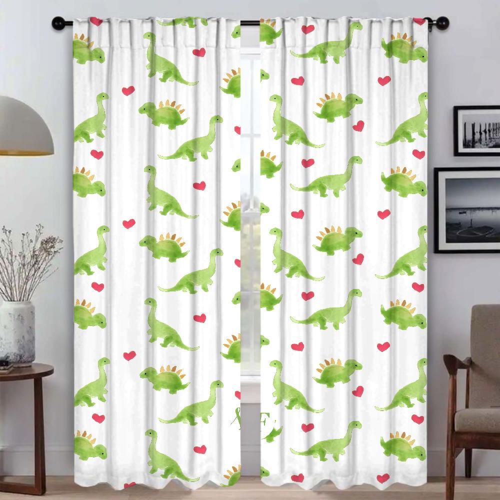Halloween Dekoration Dinosaurie Heminredning Gardiner 2 Delar Moderna Vardagsrumsgardiner för Rumsavdelare Mörkläggningsgardin