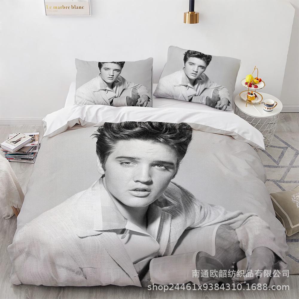 Größe 3D Digitaldruck Elvis Presley Heimtextil Quilt-Set Dreiteilig