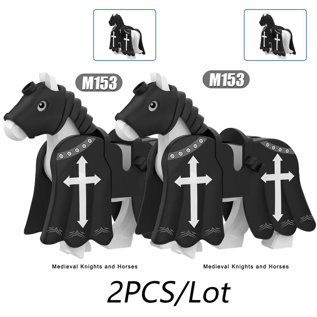 MOC Medeival Knights Horse Building Blocks Crow Wolf Warhorse Eagle Lion Green Dragon Warrior Bricks Toys Kids Gift