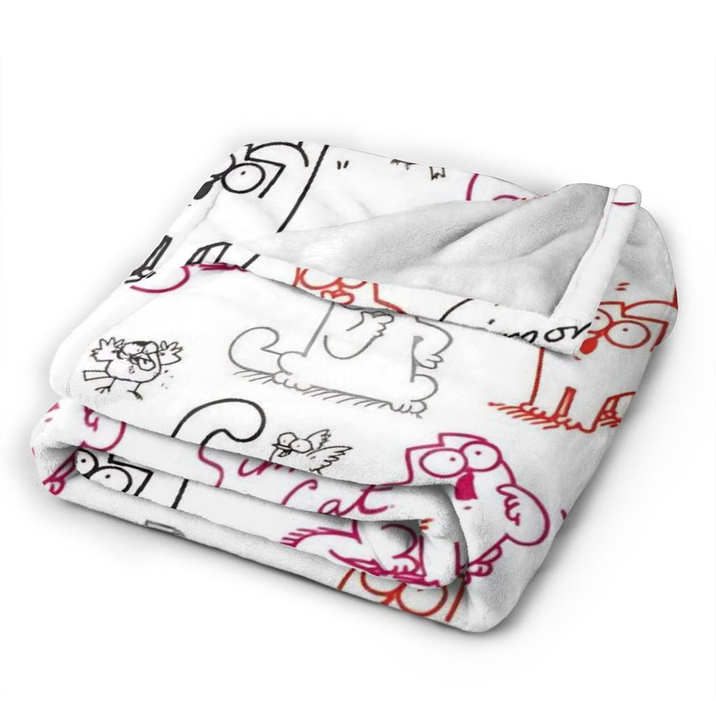 Simons Cat Humorous Cat Flannel Blankets Novelty Throw Blankets for Home Hotel Sofa 125*100cm Bedspreads,
