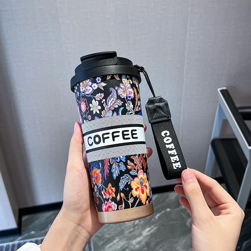 

316 нержавеющая сталь высококачественная кофейная чашка бытовая двойная трубочка для напитков переносная веревочная изоляция стакан для воды 530ml