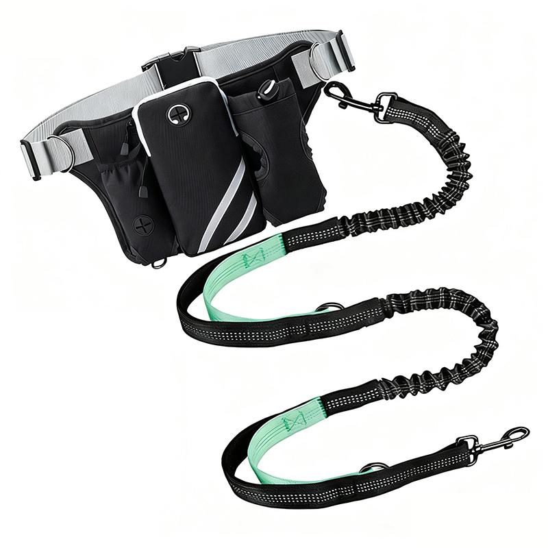 Verstellbare Hüftgurttasche, Trainingstasche mit einziehbarer freihändiger Hundeleine mit reflektierenden Nähten zum Laufen, Gehen und Wandern