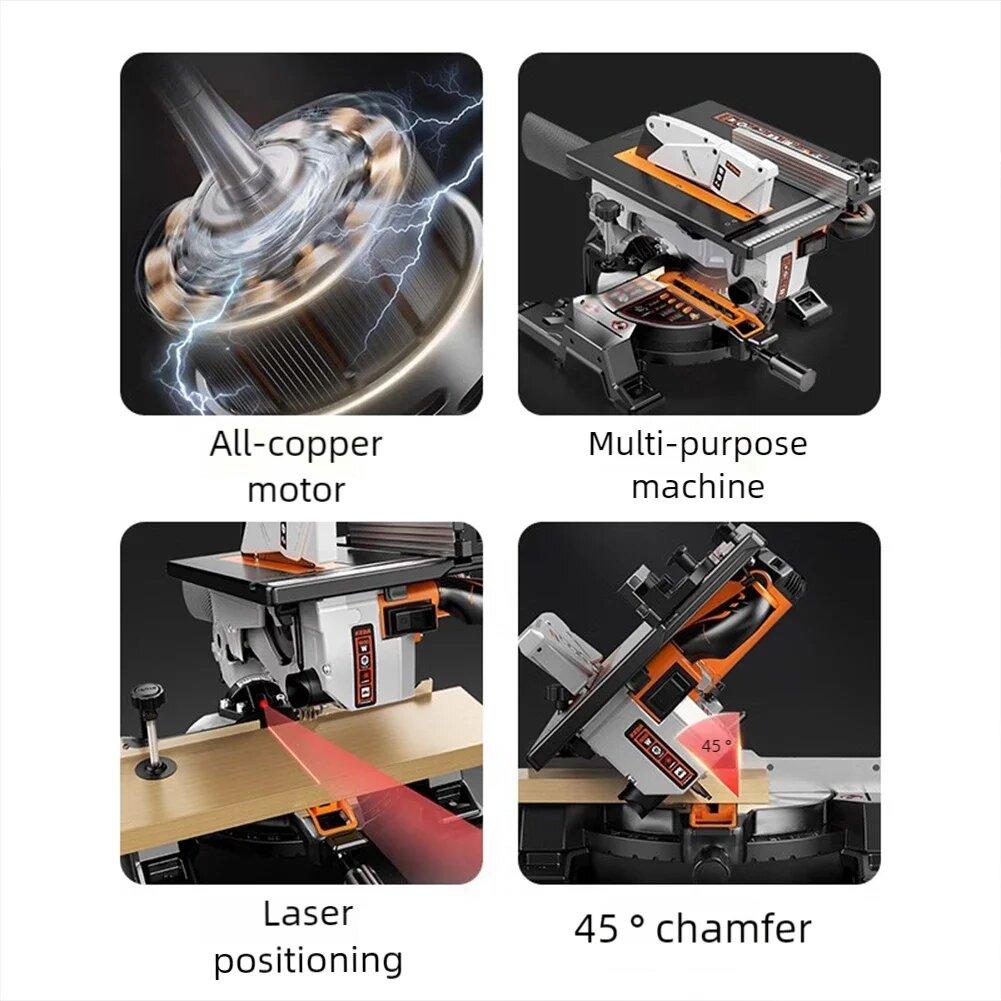 1500W 220V Electric Compound Saw 10 Inch Miter Saw 45 Degree High Power Woodworking Cutting Machine Aluminum Saw Machine