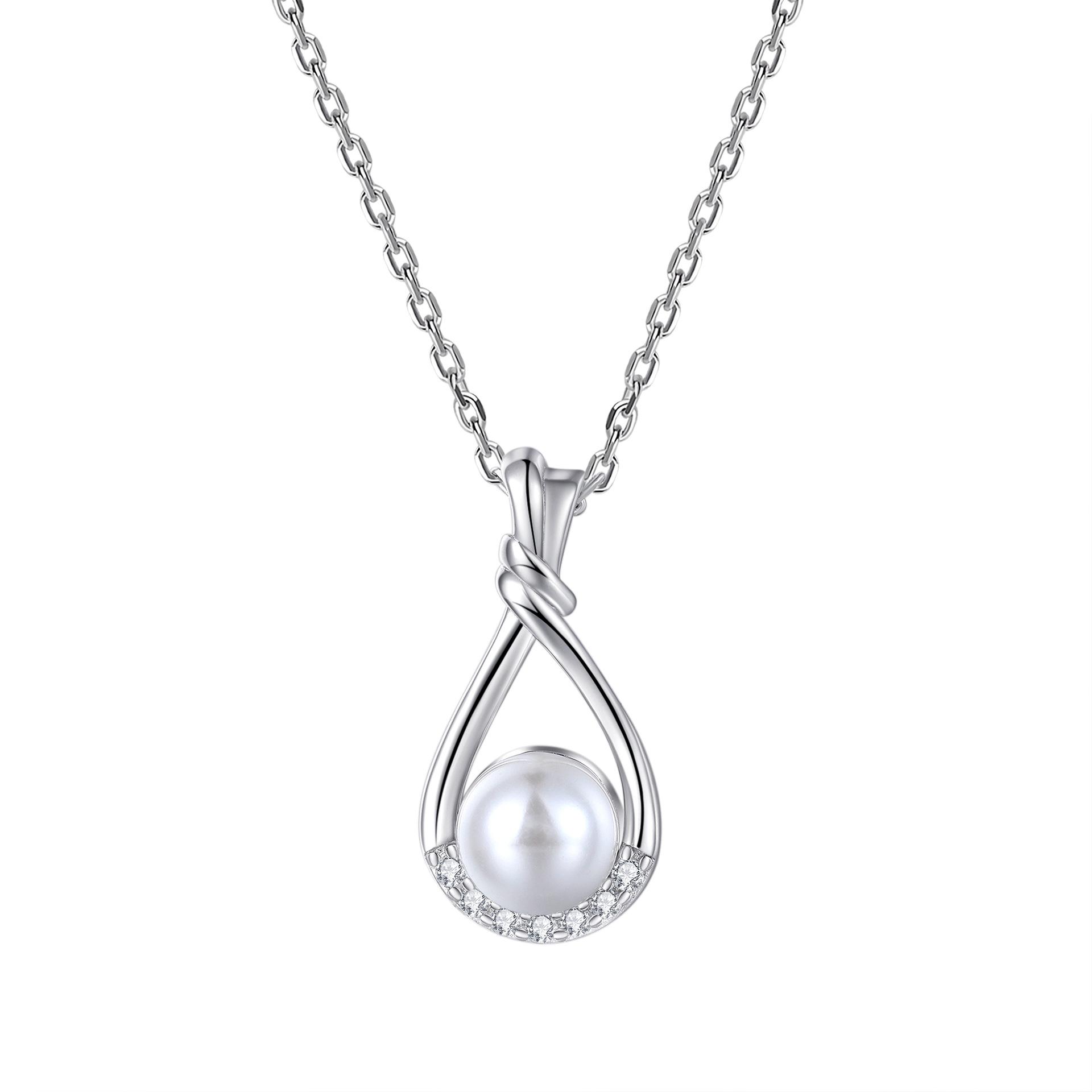 S925 sterling silver bead pearl necklace light luxury high-end silver pendant necklace niche design 925 silver платиновый