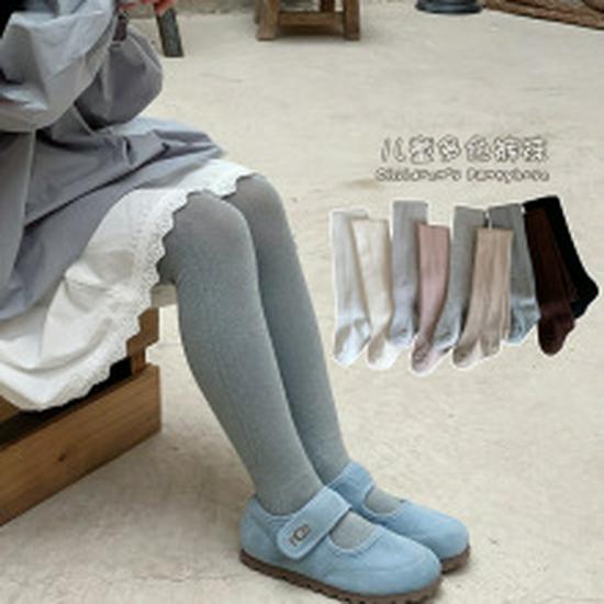 Dziewczęce Wszechstronne Bawełniane Legginsy 9/10 w Jednolitym Białym Kolorze na Wiosnę/Jesień