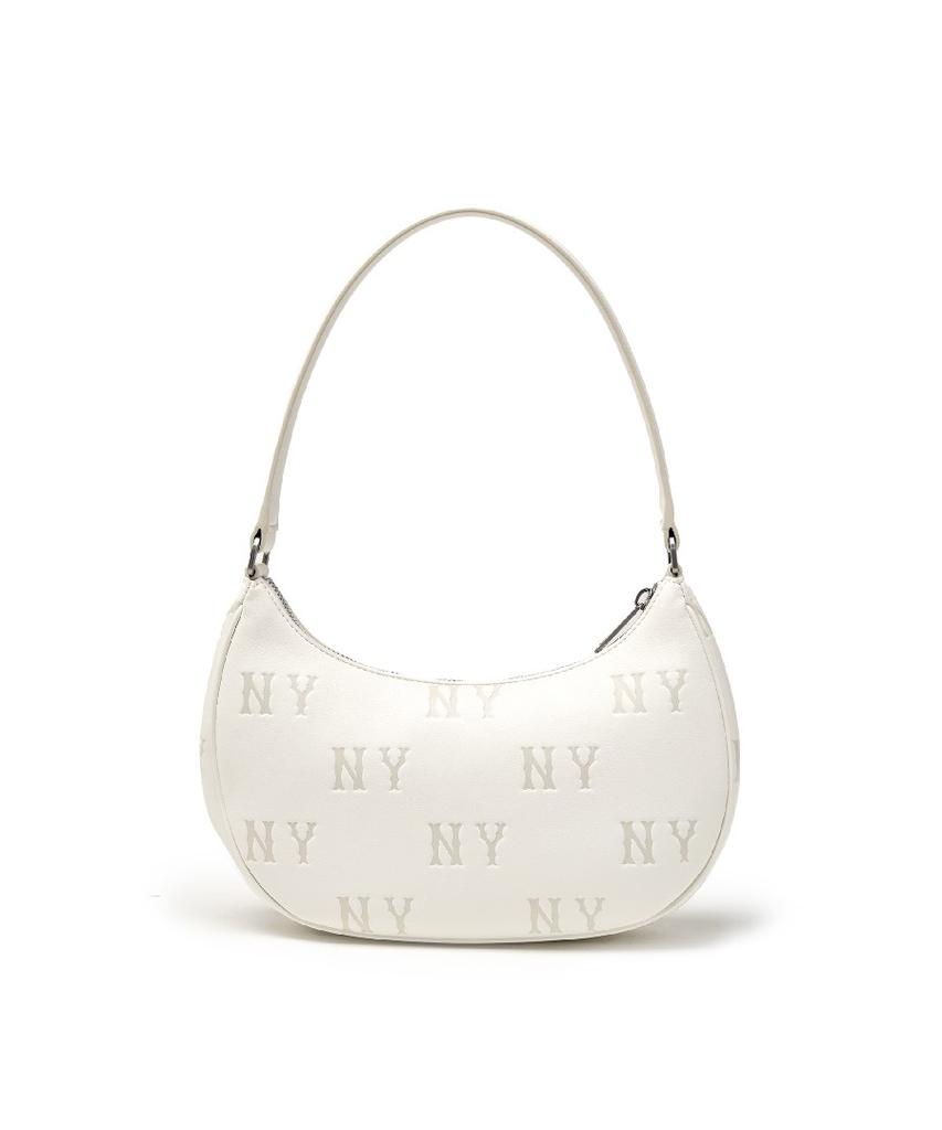 Mlb Classic Monogram Embossed Hobo Bag Ny (Cream)