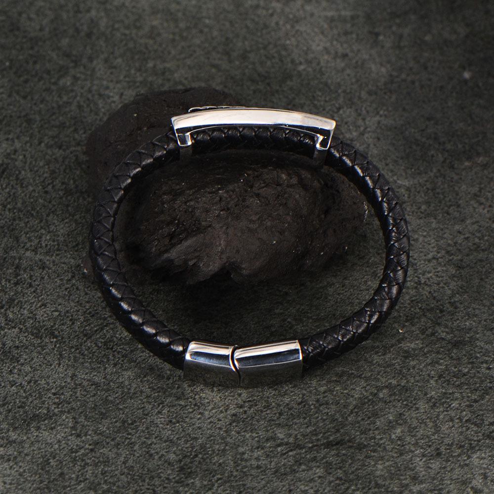 Fashion Titanium Steel Leather Rope Bracelet Men's, Stainless Steel Woven Bracelet Hand Fashion Daily Jewelry Gift Accessories