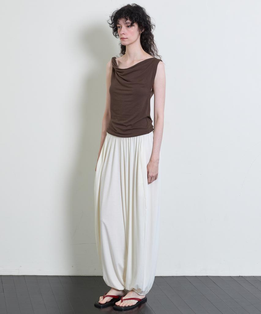 NUBELEU Jersey Draped Top Brown