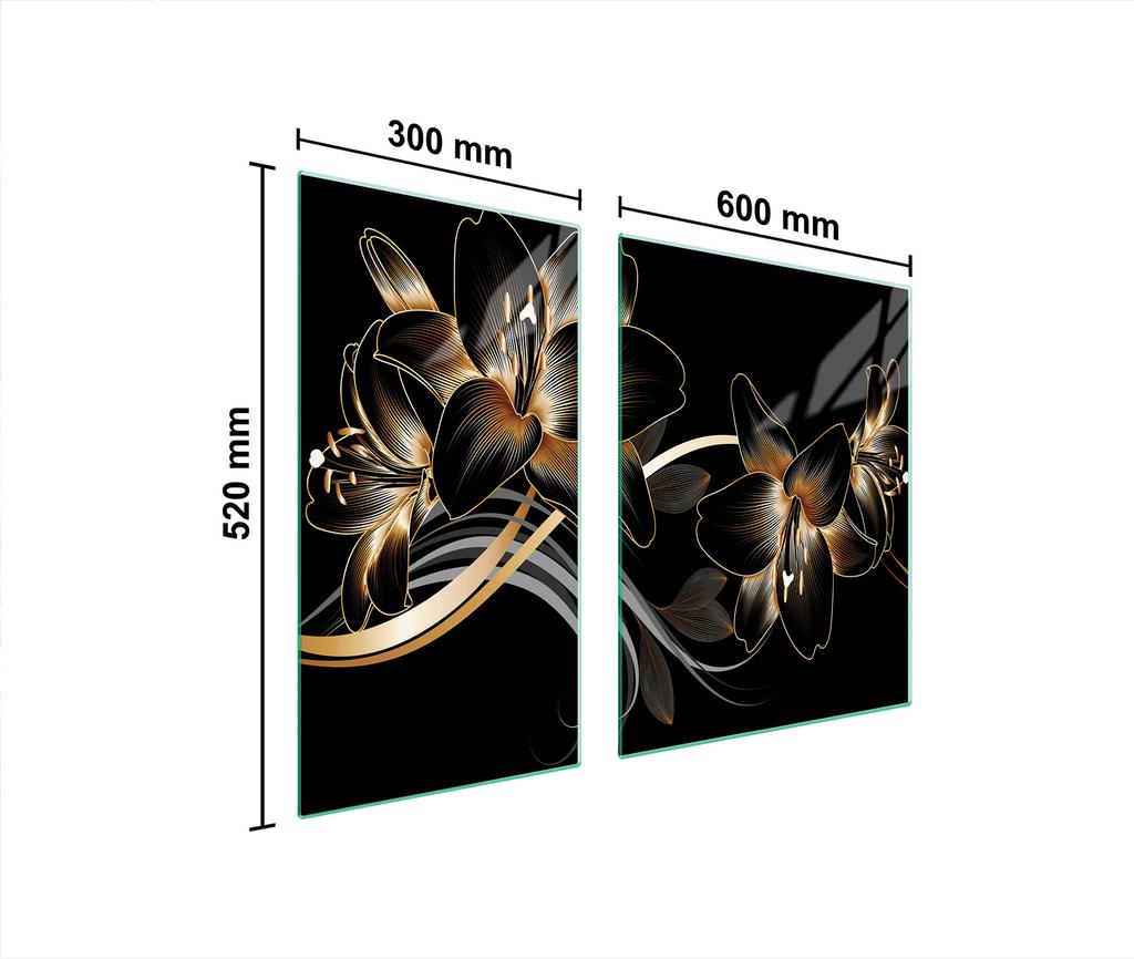 GLAS-KOCHFELD-SCHUTZPLATTE 90x52 ORCHIDEE