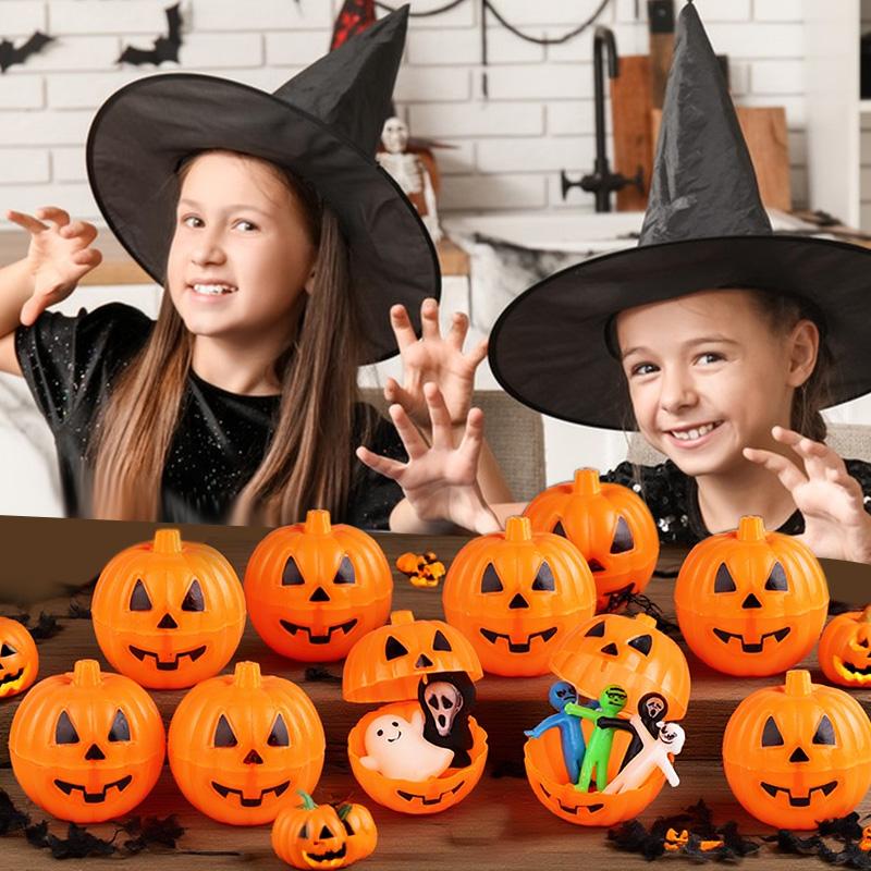 20/40Pcs Mini Halloween Pumpkin Box Plastic Candy Container Kids Trick or Treat Gift Favors Halloween Party Decoration Supplies