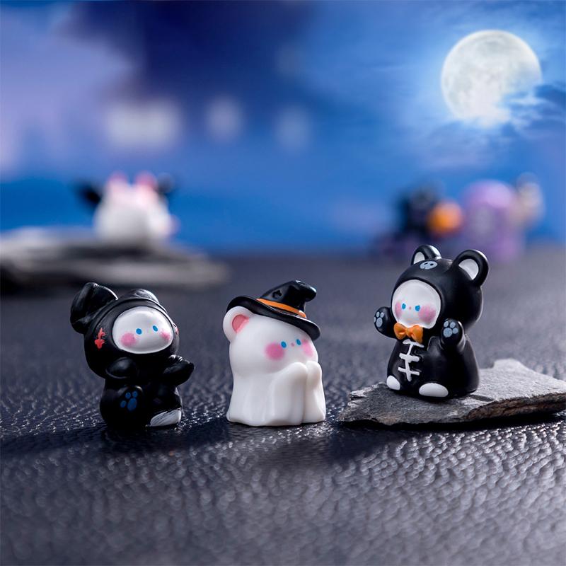 Mini żywiczna statuetka ducha, dyni, zwierzęcia na Halloween, mikro krajobraz, dekoracje na biurko do domu, samochodu