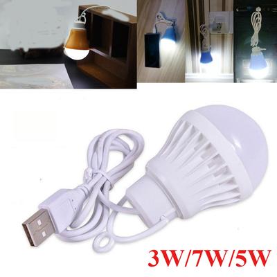 1 szt. Zimna awaryjna lampka do czytania 5 W przenośna lampa USB kulkowa żarówka nocna LED