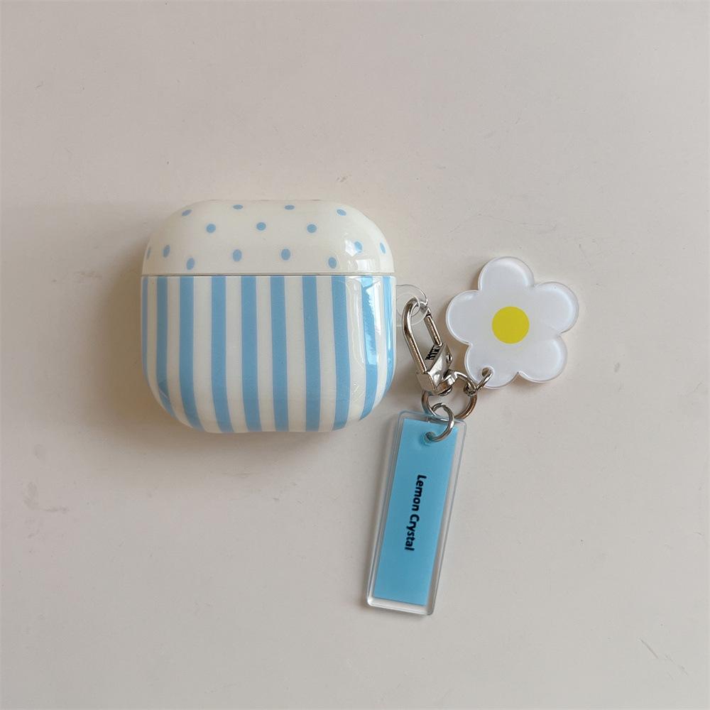Korean Contrasting Color Polka Dot Earphone Cover for Apple AirPods 1 /1 Generation Flower Pendant Case PRO1/PRO Simple
