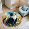 Tuxedo cat pattern round rug,Carpet Rug for Living Room Bedroom  Playroom ,Non-slip Floor Mat,Holiday Gifts and Birthday Gifts.
