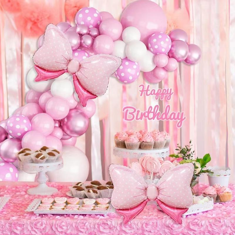Balloon Set Round Arch Birthday Theme Party Girl Baby First Year Full Moon Party Inflatable Bow