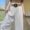 2026 Summer Women's White High-End Ice Silk Drapey Slim Fit Lightweight Floor-Length Suit Pants