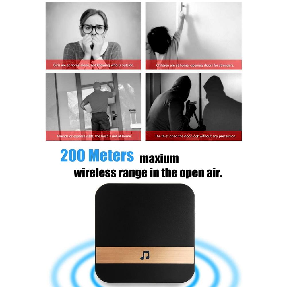 V5 trådløst videoringeklokkekamera HD 720P WiFi hjemmesikkerhetskamera med 2CH lyd/bevegelse