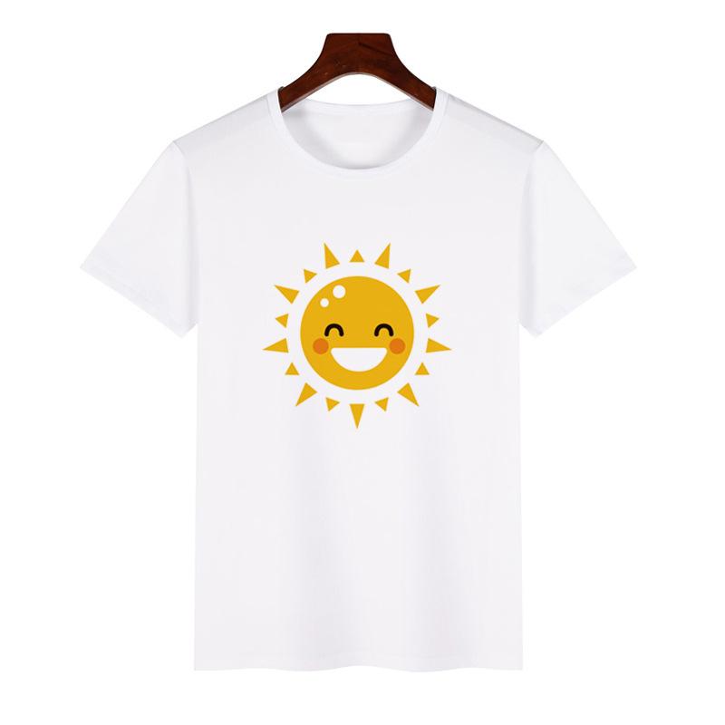 Trendy ShortSleeved Unisex Tshirt Sun Pattern Print Casual Polyester ParentChild Matching Summer Fashion Top for Boys Girls