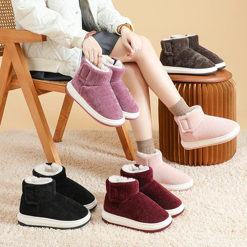 Men Women Winter Fashion Snow Boots Fuzzy Plush Warm Furry Women Cotton Shoes