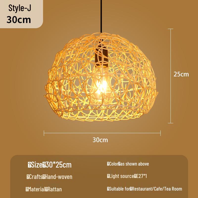 Bamboo Woven Lantern Light for Chinese Restaurant or Teahouse - Rattan Straw Hat Pendant Light
