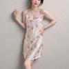 Ice and snow pajamas spring and summer women's sexy suspender vest nightdress thin swing neck print