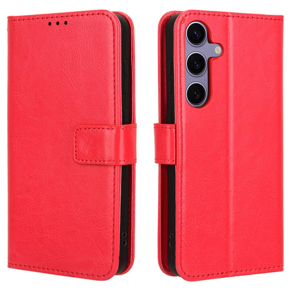 For Samsung Galaxy S25 Case Crazy Horse Texture PU Leather Phone Wallet Cover