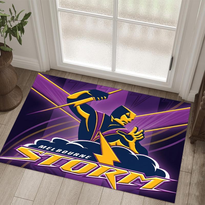 Melbourne Storm Design Crystal Velvet Carpet Cozy Non?Slip Printed Rug For Bedroom Living Room Entrance