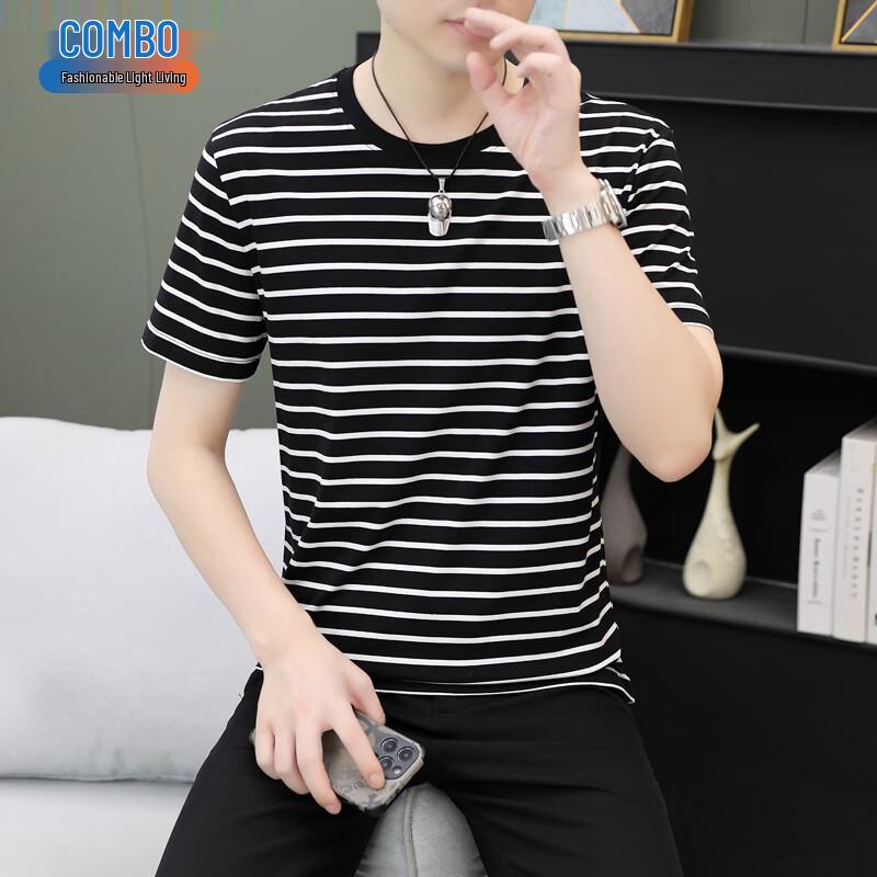 

Men s Breton Stripe Round Neck T-Shirt 2XL