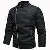 Men's Jacket Slim Fit PU Motorcycle Leather Jacket Lapel Leather Jacket