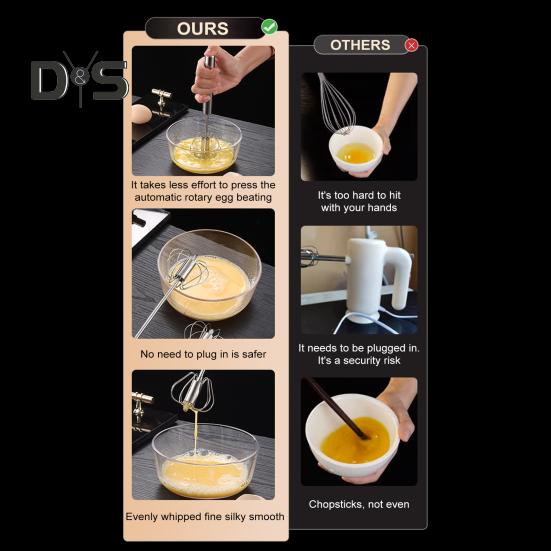 Semi-Automatic Whisk Stainless Steel Egg Beater Hand Push Rotary Egg Mixer Blender Handheld Egg Stirrer Tool Kitchen Supplies