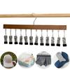 Wooden Boutique Hat Hanger with 12 Stainless Steel Clips Vintage Clothes Hangers Socks Organizing Hanger for Socks Pants Skirts