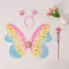 3Pcs/Set Sparkling Butterfly Wings Princess Hair Hoop Fairy Wand Angel Wings Colorful Dress Up Wings for Girl Dressing Up