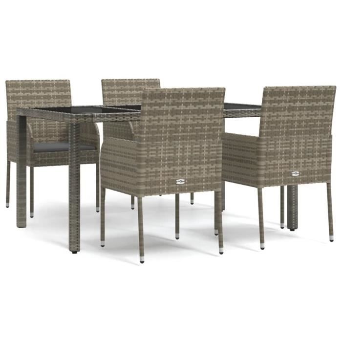 VidaXL Ensemble de salle à manger de jardin 5 pcs avec coussins Gris 3185007