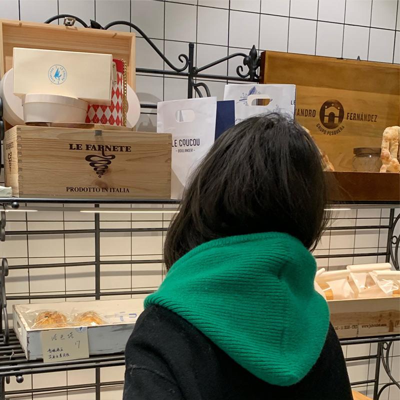 Women Korean Style Outdoor Warmer Drawstring Hats One Piece Neck Collar Beanies Cap Knitted Hooded Caps Winter Balaclava Hats