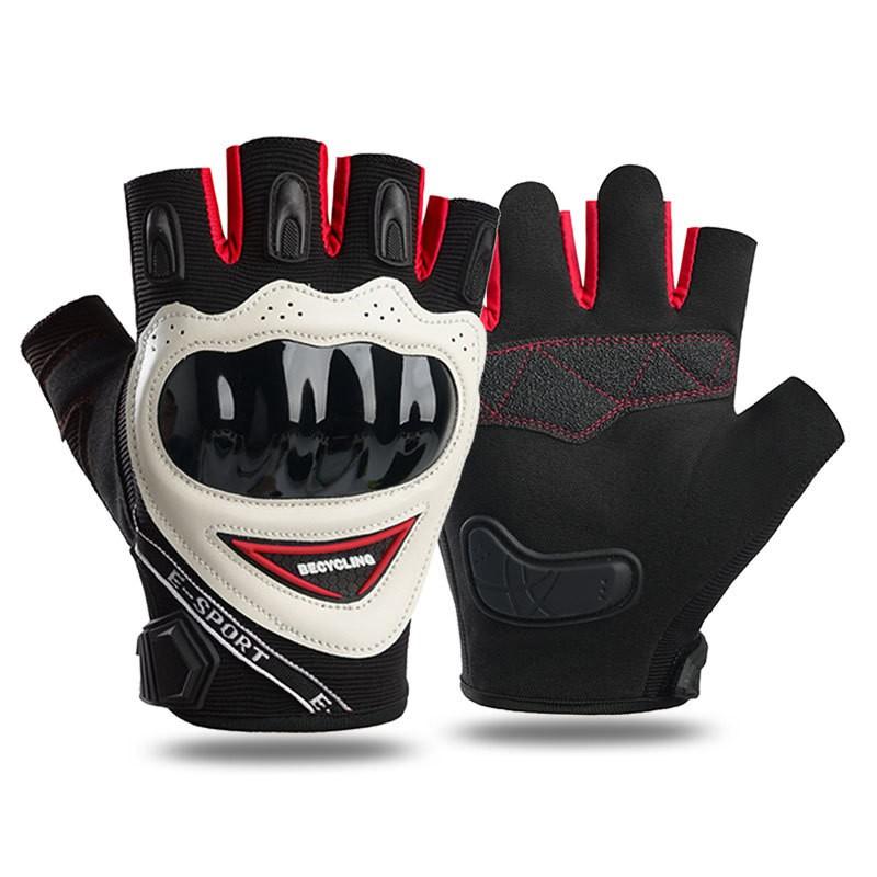 Mens Half-Finger Motorcycle Riding Gloves With Anti-Slip Palm Abrasion-Resistant Outdoor Off-Road Protection Gear