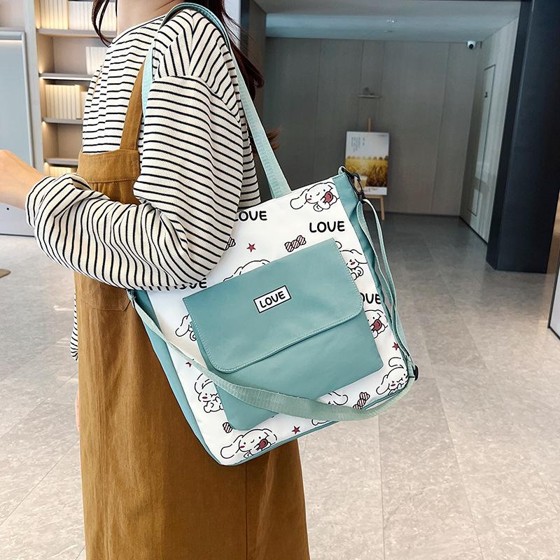 2025 New Harajuku Cute Campus Student Shoulder Messenger Bag Large Capacity Nylon Handbag Female
