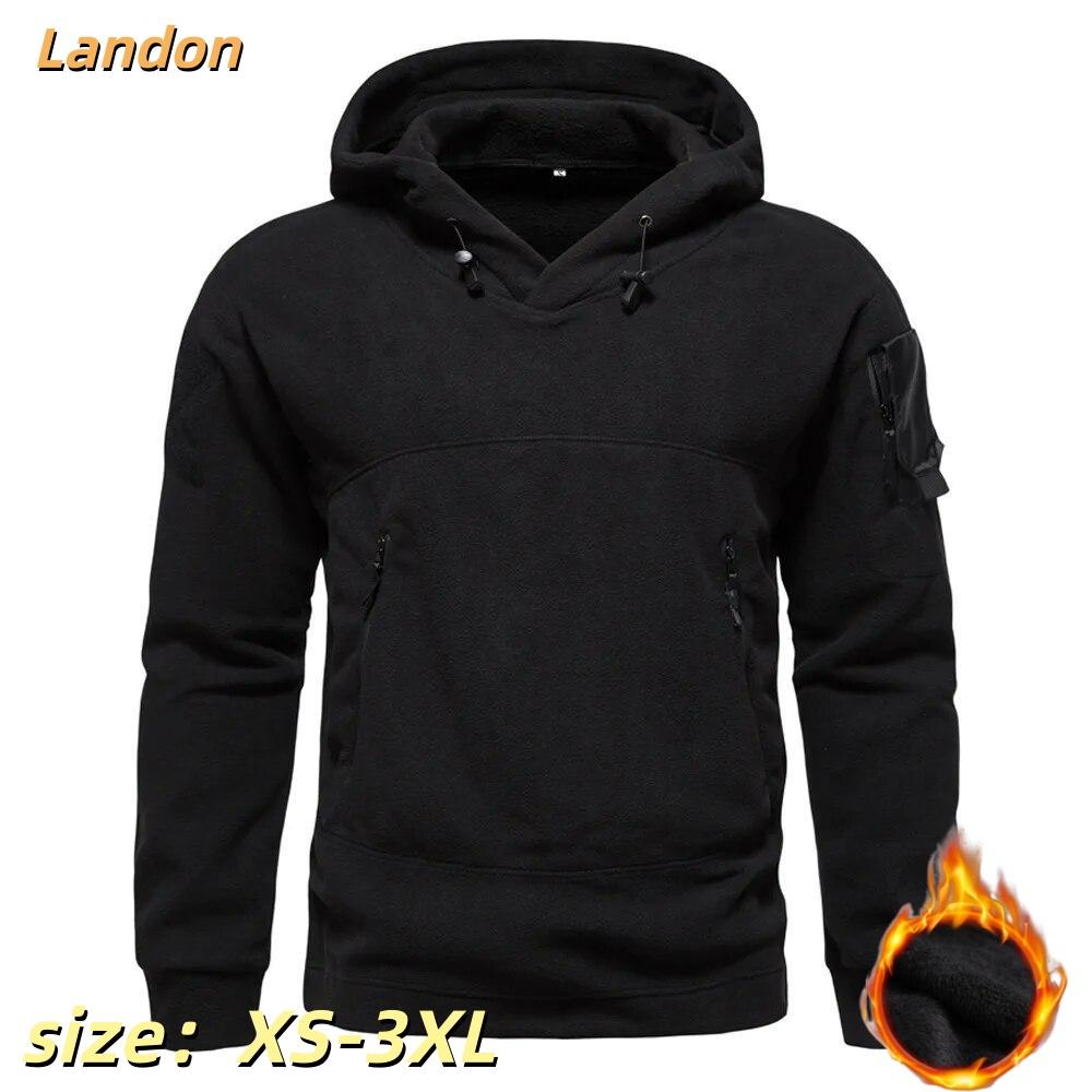 Hooded Outdoor Men's Sweater Polar Fleece Hooded Pullover Jacket Windproof Warm Top
