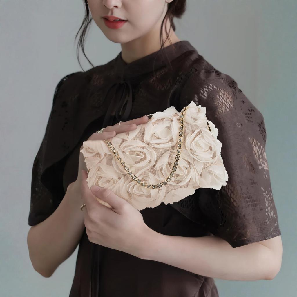 greentaya Party Bag, Wedding Petal Bag, Large Lace Women's Handbag, Perfect for Receptions and Guests (Apricot)