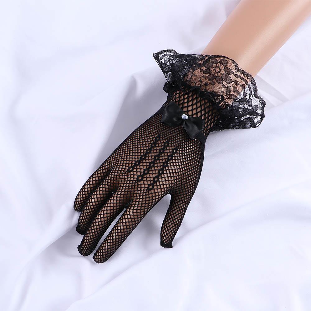Summer Bow Anti-UV Fishnet Flower Women Driving Gloves Lace Sun Protection Mittens Wedding Gloves